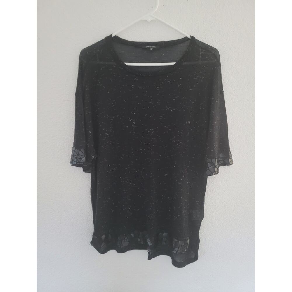 Pas De Calais Women's Black Sleeve and Bottom Embellishments Knit‎ Top M #14
